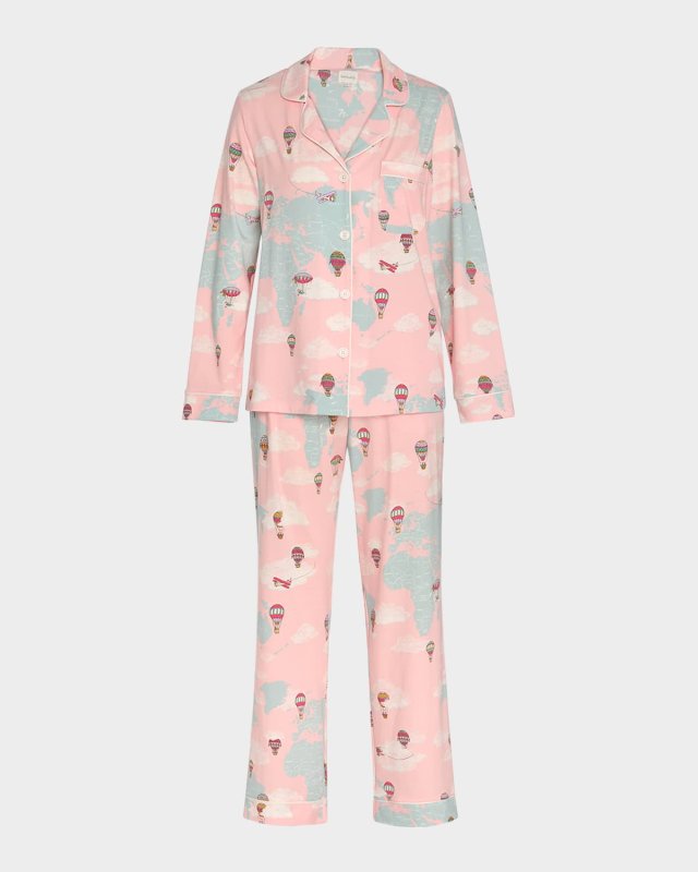 Map-Print Organic Cotton Jersey Pajama Set